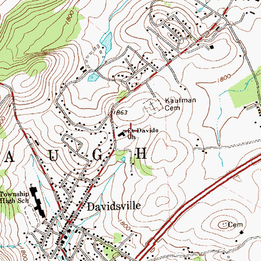 Topographic Map of Saint Davids Church, PA