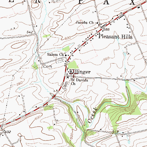 Topographic Map of Saint Davids Church, PA