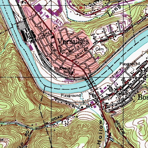 Topographic Map of Saint Denis School, PA