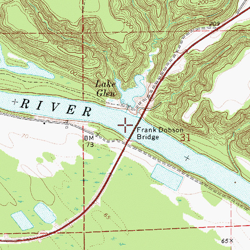 Topographic Map of Frank Dobson Bridge, AL