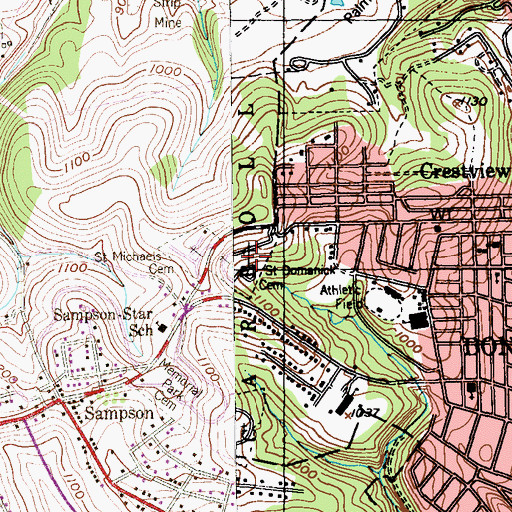 Topographic Map of Saint Domanick Cemetery, PA