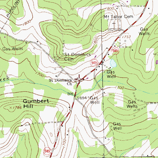 Topographic Map of Saint Dominics Church, PA