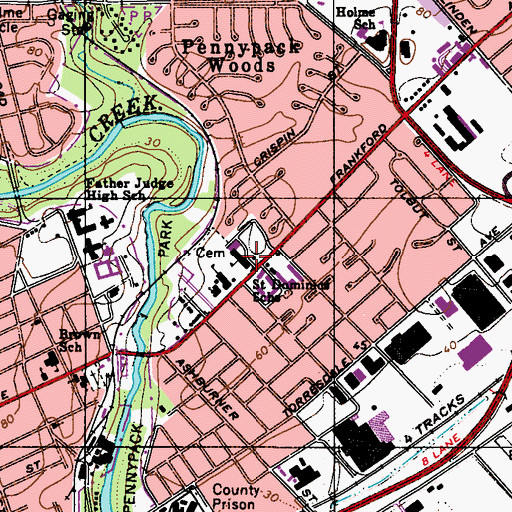 Topographic Map of Saint Dominics Schools, PA