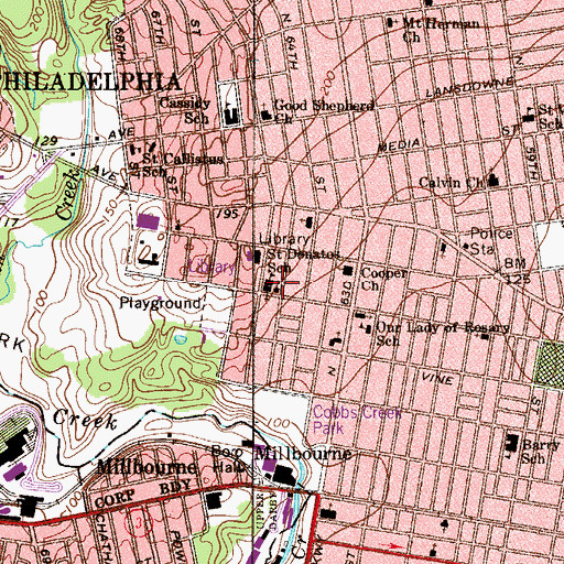 Topographic Map of Saint Donatos School, PA