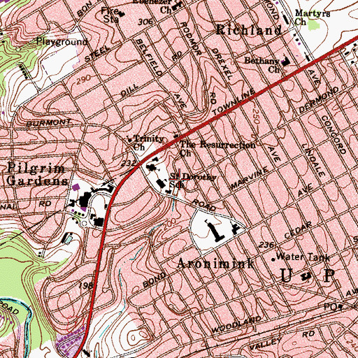 Topographic Map of Saint Dorothy School, PA
