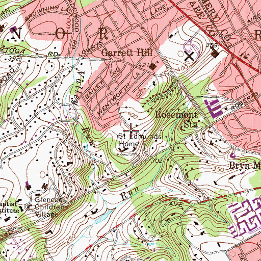 Topographic Map of Saint Edmunds Home, PA