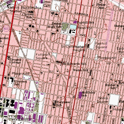Topographic Map of Saint Edwards School, PA
