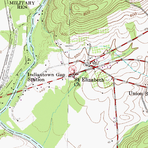 Topographic Map of Saint Elizabeth Church, PA
