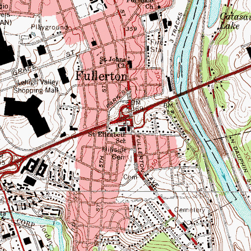 Topographic Map of Saint Elizabeth School, PA