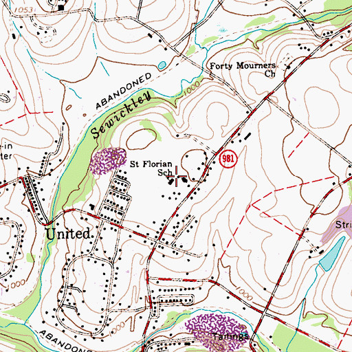 Topographic Map of Saint Florian School, PA