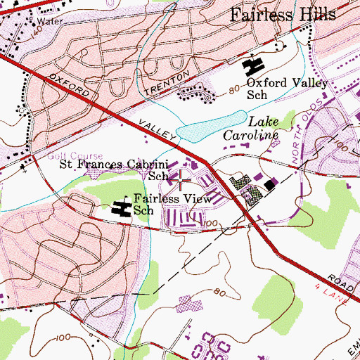 Topographic Map of Saint Frances Cabrini School, PA