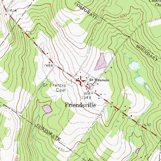 Topographic Map of Saint Francis Cemetery, PA