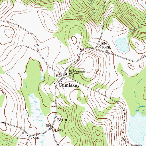 Topographic Map of Saint Francis Church, PA