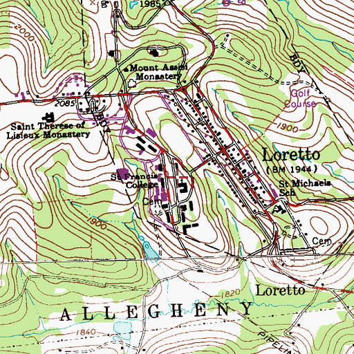 Topographic Map of Saint Francis College, PA