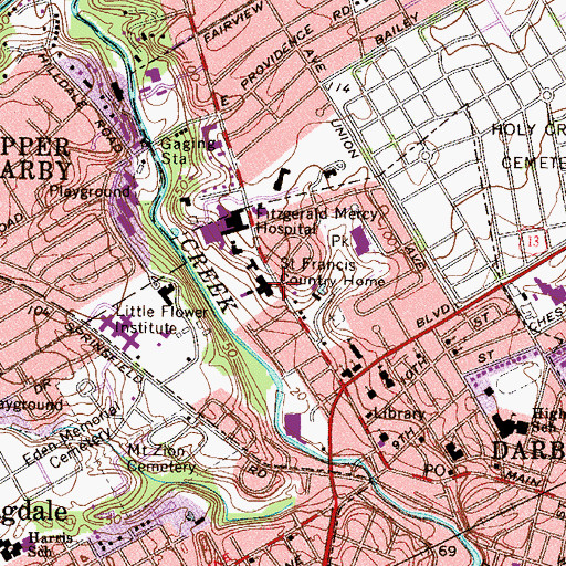 Topographic Map of Saint Francis Country Home, PA