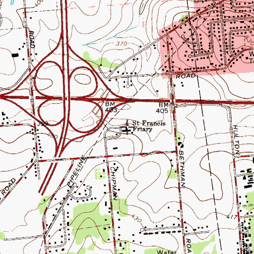 Topographic Map of Saint Francis Friary, PA