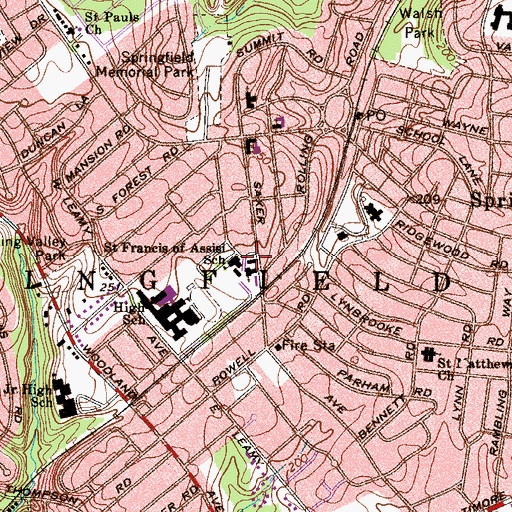 Topographic Map of Saint Francis of Assisi School, PA