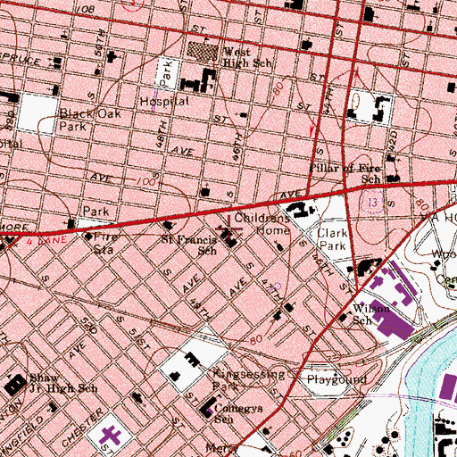 Topographic Map of Saint Francis School, PA