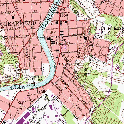 Topographic Map of Saint Francis School, PA