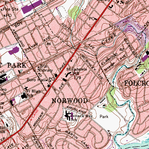 Topographic Map of Saint Gabriels School, PA