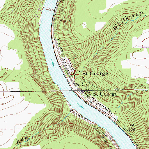 Topographic Map of Saint George, PA