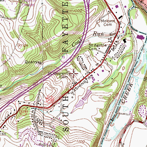Topographic Map of Saint Georges Cemetery, PA