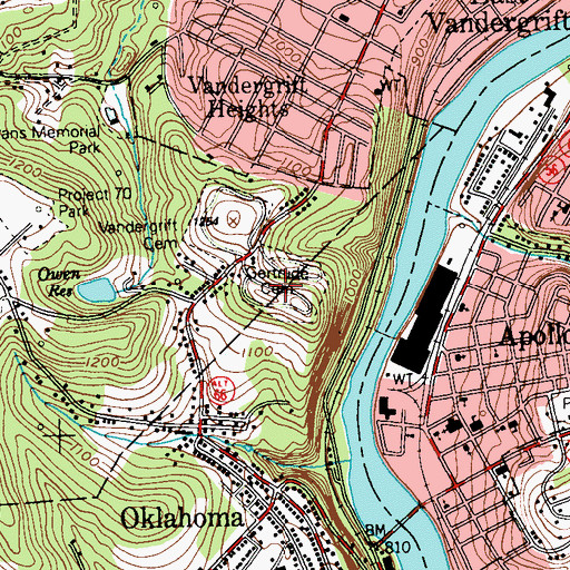 Topographic Map of Saint Gertrude Cemetery, PA