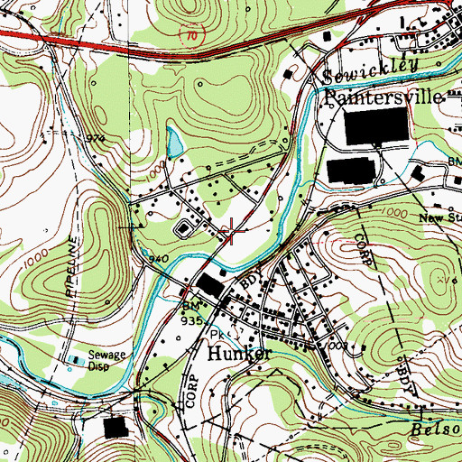 Topographic Map of Saint Gilbert Church, PA