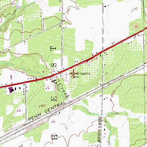 Topographic Map of Saint Gregory Cemetery, PA