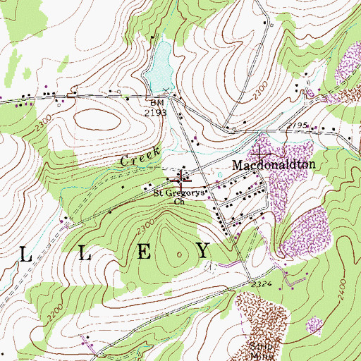 Topographic Map of Saint Gregorys Church, PA