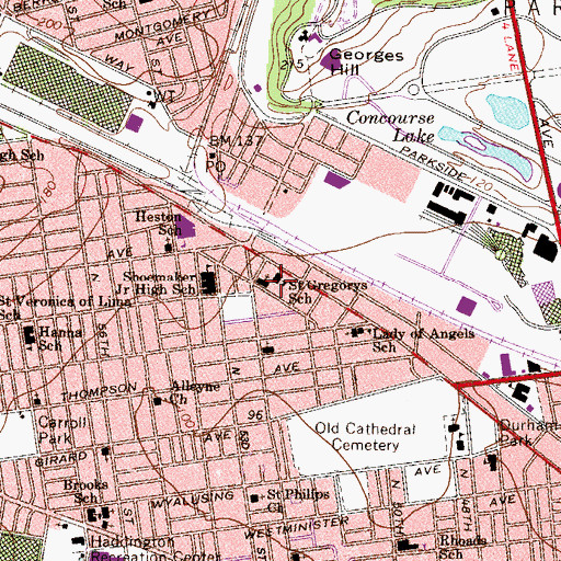 Topographic Map of Saint Gregorys School, PA