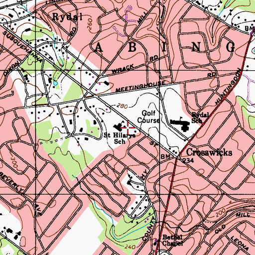 Topographic Map of Saint Hilarys School, PA