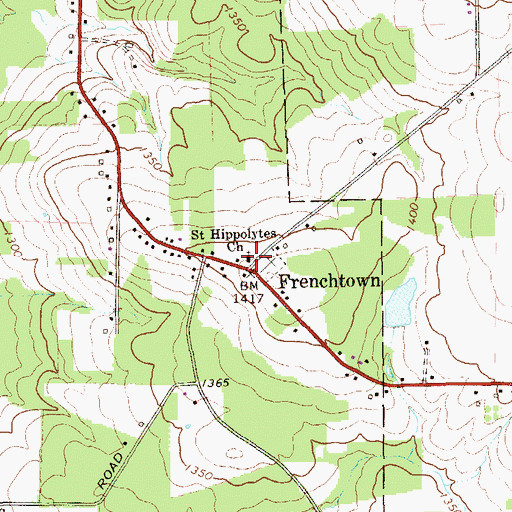 Topographic Map of Saint Hippolytes Church, PA