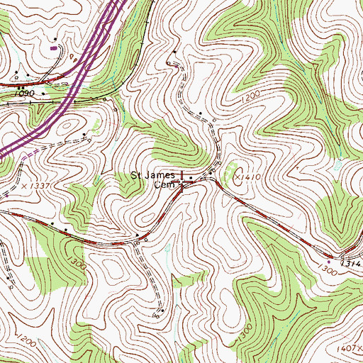 Topographic Map of Saint James Cemetery, PA