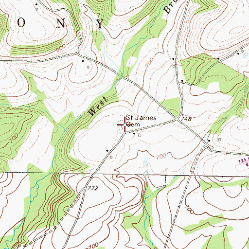 Topographic Map of Saint James Cemetery, PA