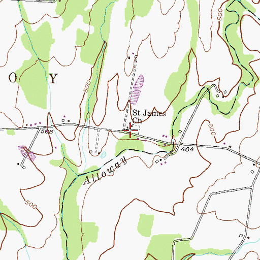 Topographic Map of Saint James Church, PA
