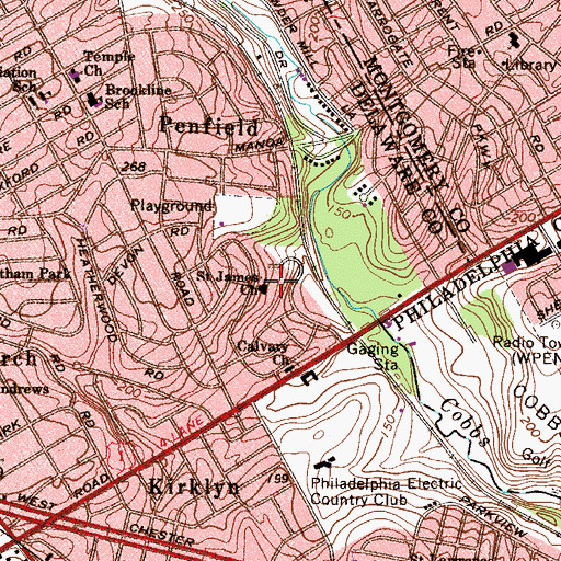 Topographic Map of Saint James Church, PA