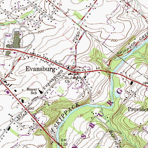 Topographic Map of Saint James Church, PA