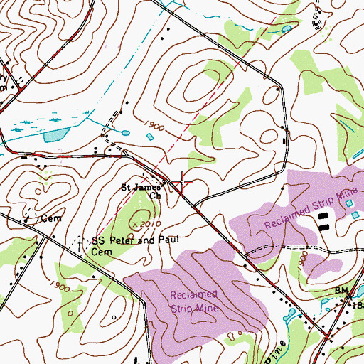 Topographic Map of Saint James Church, PA
