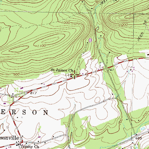 Topographic Map of Saint James Church, PA