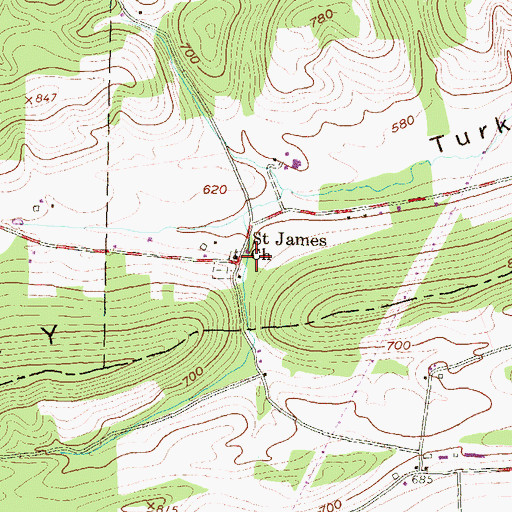 Topographic Map of Saint James Church, PA