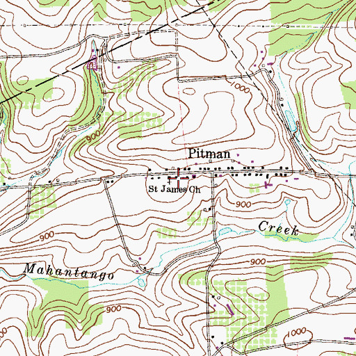Topographic Map of Saint James Church, PA