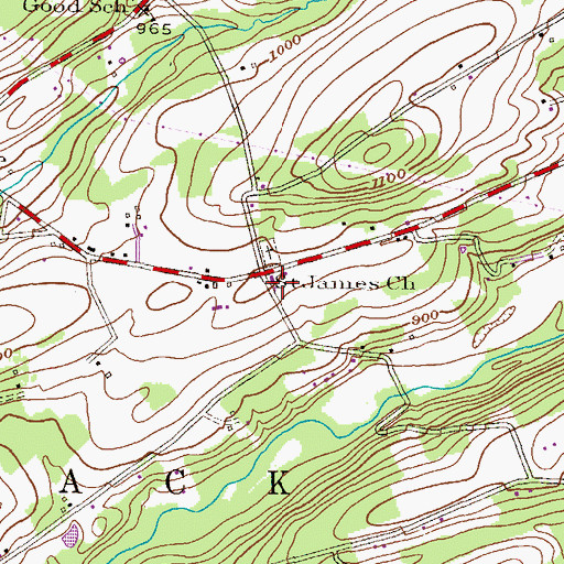 Topographic Map of Saint James Church, PA