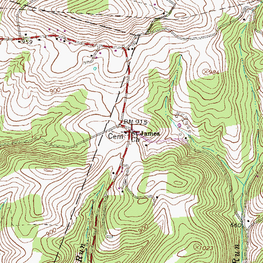 Topographic Map of Saint James Church, PA
