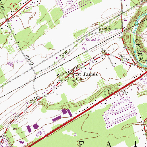 Topographic Map of Saint James Church, PA