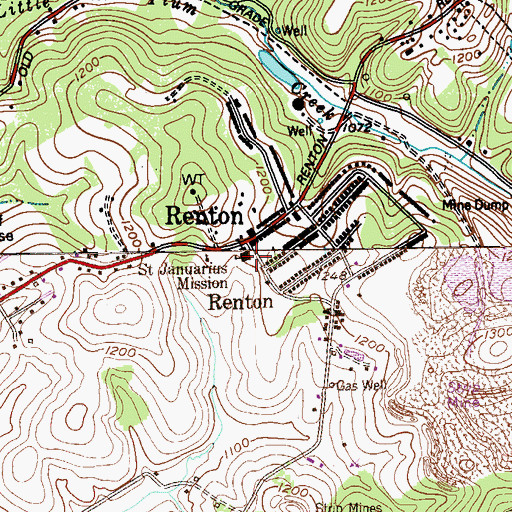 Topographic Map of Saint Januarius Mission, PA