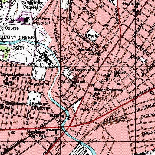 Topographic Map of Saint Joachims School, PA