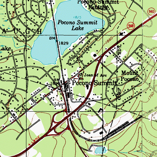 Topographic Map of Saint Joan of Arc Church, PA