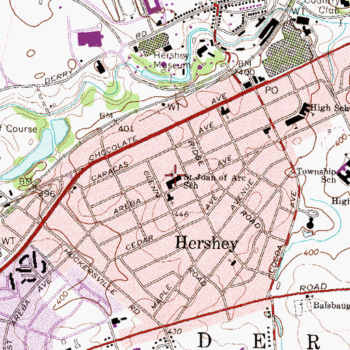 Topographic Map of Saint Joan of Arc School, PA