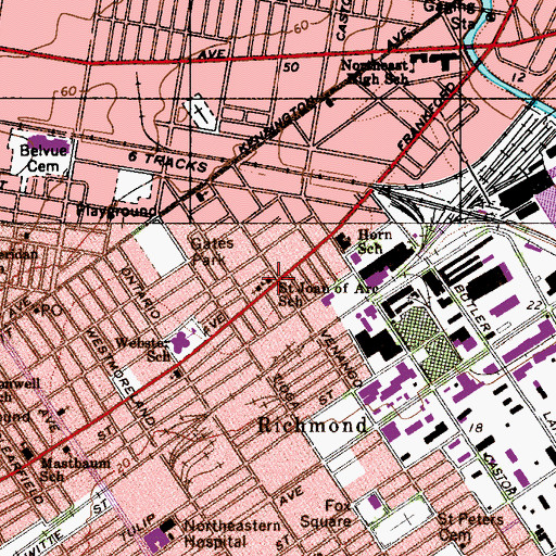 Topographic Map of Saint Joan of Arc School, PA